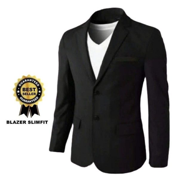 TERMURAH ! JAS BLAZER PRIA FORMAL TERBARU SLIMFIT WARNA HITAM