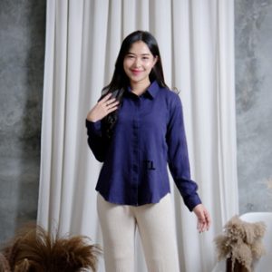 Kemeja Polos Wanita Basic Premium Lengan Panjang Kasual Kerja Kantor 1