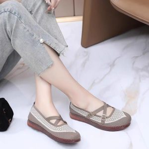 Sepatu Slip On Wanita Bahan Rajut Premium Pengait - F-3 1