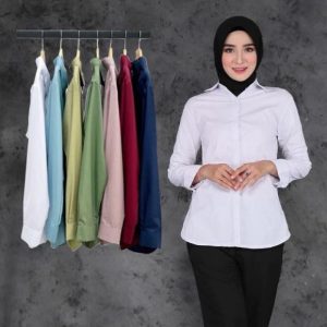 Kemeja Putih Wanita | Kemeja Kerja Wanita | Hem Putih Wanita Polos Lengan Panjang 1
