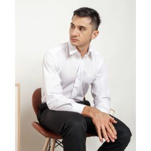 Kemeja Putih Polos Katun Premium Pria Formal Kasual Hitam Putih Termurah 1