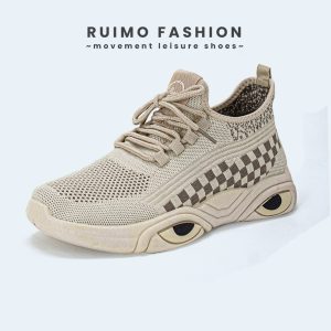 Sepatu Sneakers Pria Karet Motif Kotak Catur Tali Bersikulasi - JS-9