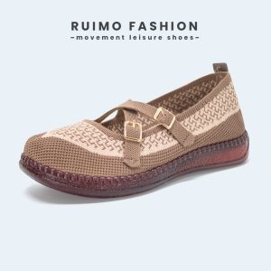 Sepatu Slip On Wanita Bahan Rajut Premium Pengait - F-3