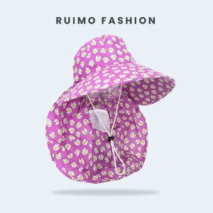 Ruimo Topi Kebun Visor Lipat Motif  Bunga Premium Import - B-22