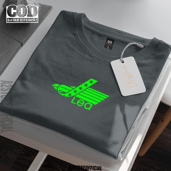 Baju Kaos Distro Lea Text Neon Premium Quality Kaos Lengan Pendek T-Shrit Koas Unisex Pria Wanita 1