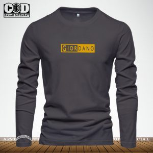 Baju Kaos Pria & Wanita Lengan Panjang / Tshirt Distro Logo Giordano / Blok Text Gold / Baju Kaos Pria & Wanita Premium Quality 1