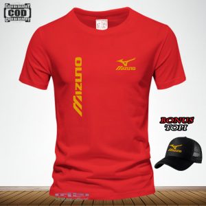 BELI BAJU GRATIS TOPI...!!! Kaos Distro Lengan pendek / Tshirt Distro Logo Mizuno Kirka Text Gold / Kaos Pria Dan Wanita  Premium Quality 1