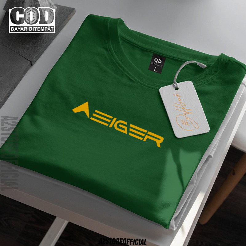 Murah Baju Kaos Logo Eiger Distro 316 Garis Keren Text Gold Premium Quality I Kaos 30s Lengan Pendek T-Shrit Koas Unisex Pria Wanita