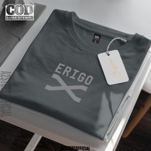 Baju Kaos Distro Erigo Text Silver Premium Quality Kaos Lengan Pendek T-Shrit Koas Unisex Pria & Wanita 1