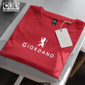 Baju Kaos Distro Giordano Logo Text Putih Premium Quality / Lengan Pendek T-Shrit Unisex / Pria Wanita 1