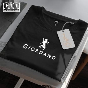 Baju Kaos Distro Giordano Logo Text Putih Premium Quality / Lengan Pendek T-Shrit Unisex / Pria Wanita