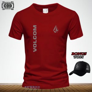 BELI BAJU GRATIS TOPI..!! Kaos Distro Lengan pendek / Tshirt Distro Logo Volcom Kirka Text Silver / Kaos Pria Dan Wanita  Premium Quality 1