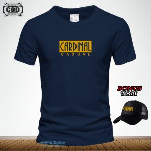BELI BAJU GRATIS TOPI Kaos Distro Lengan pendek Logo Cardinal Casual Blok Text Gold Pria Wanita