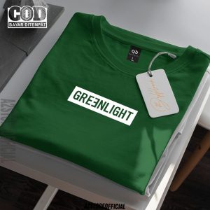 Baju Kaos Tshirt Lengan Pendek Pria Wanita Kaos Distro Gre3nlight Blok Text Putih Premium Quality 1
