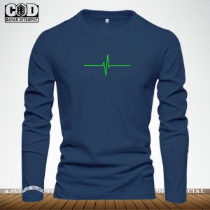 Baju Kaos Pria & Wanita Lengan Panjang / Tshirt Distro Logo Detak Jantung Text Stabilo / Baju Kaos Pria & Wanita Premium Quality 1