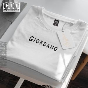 Baju Kaos Tshirt Lengan Pendek Pria Wanita Kaos Distro Giordano Text Hitam Distro Premium