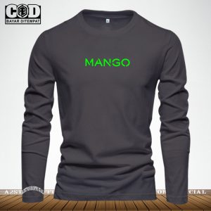Baju Kaos Pria Wanita Lengan Panjang Distro Logo Mango Text Stabilo Kaos Pria Wanita Premium Quality