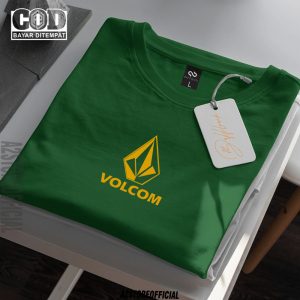 Baju Kaos Distro Volcom Text Gold Premium Quality Kaos 30s Lengan Pendek T-Shrit Koas Unisex Pria Wanita
