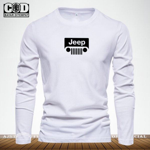 Baju Kaos Pria Wanita Lengan Panjang / Tshirt Distro Logo JEEP Text Hitam / Baju Kaos Pria  Wanita Premium Quality