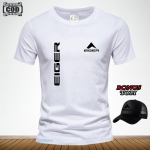 BELI BAJU GRATIS TOPI...!!! Kaos Distro Lengan pendek Distro Logo Eiger 316 I Kirka Text Hitam Pria Wanita