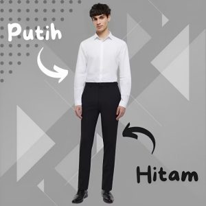 Setelan Kemeja dan Celana Hitam Set Hem Putih Polos dan Celana Kantor Hitam Panjang Formal 1