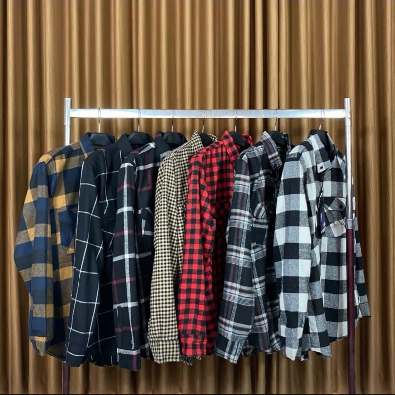 Kemeja Flanel Pria dan Wanita Lengan Panjang Motif Kotak-Kotak Premium Model Slim Fit Terbaru