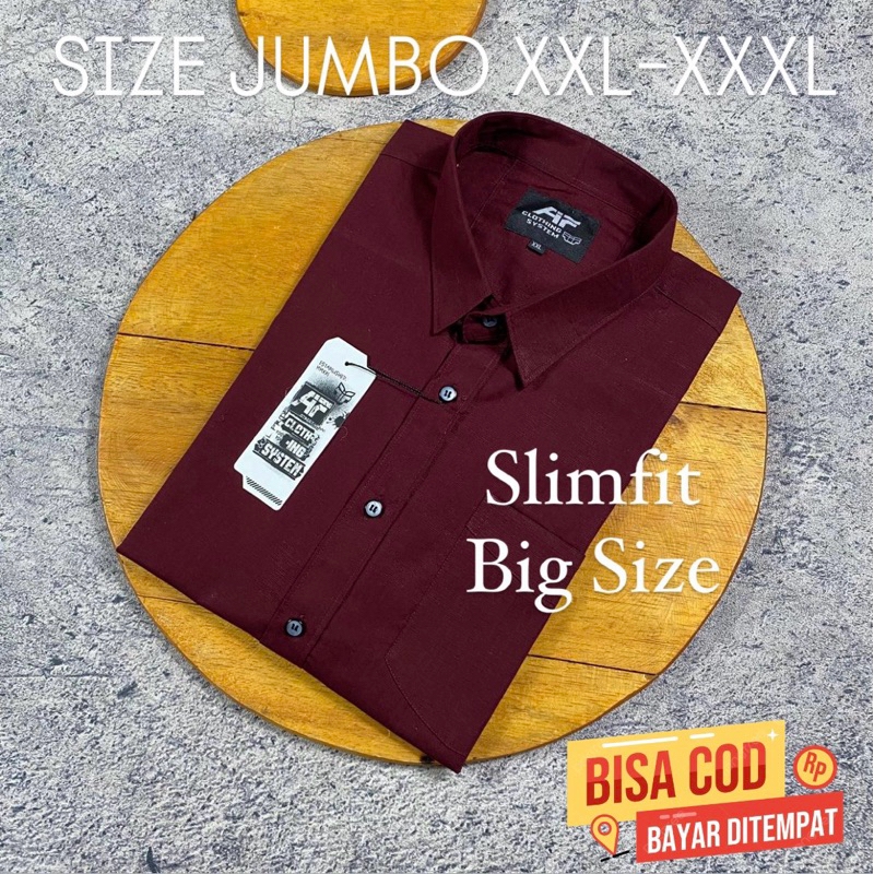 Kemeja Polos Jumbo XXL-XXXL Bahan Sigaret Premium Lengan Pedek Pria Model slimfit Original